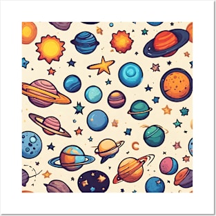 Cosmic Symphony Celestial Cartoon Ensemble Posters and Art